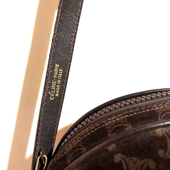 Celine vintage  signature print Chic brown suede  & leather  Crossbody Bag - Picture 8 of 11